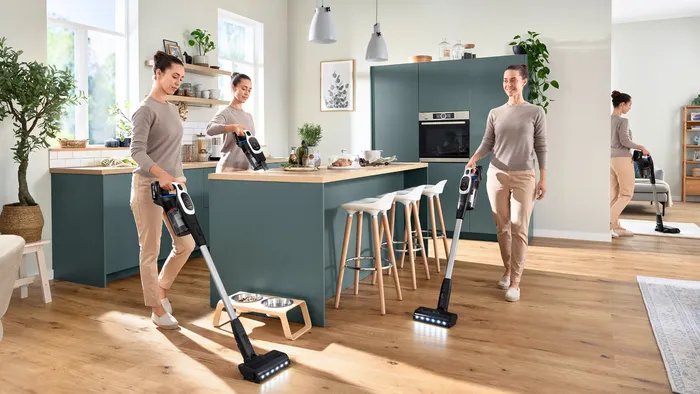 Aspiradora Bosch Bcs931wba De Pie Y Escoba Eléctrica Aspiradora Escoba Batería Secar Hepa Sin Bolsa 0,4 L Blanco 3 Ah