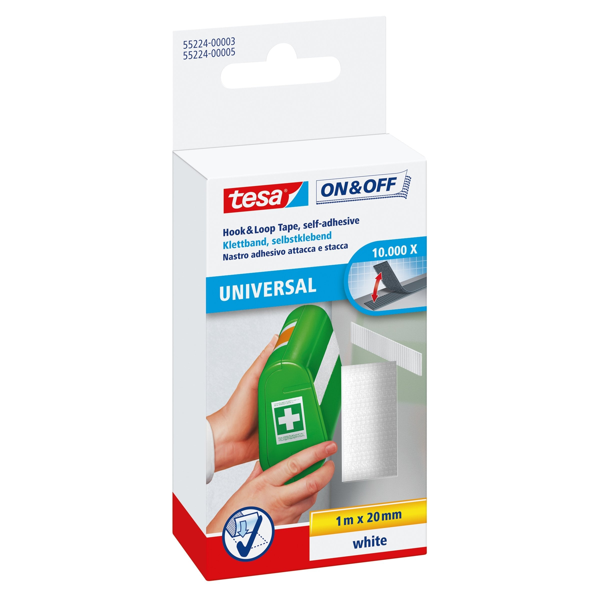 Tesa On&Off Universal Klettband Blanco 1m 20mm