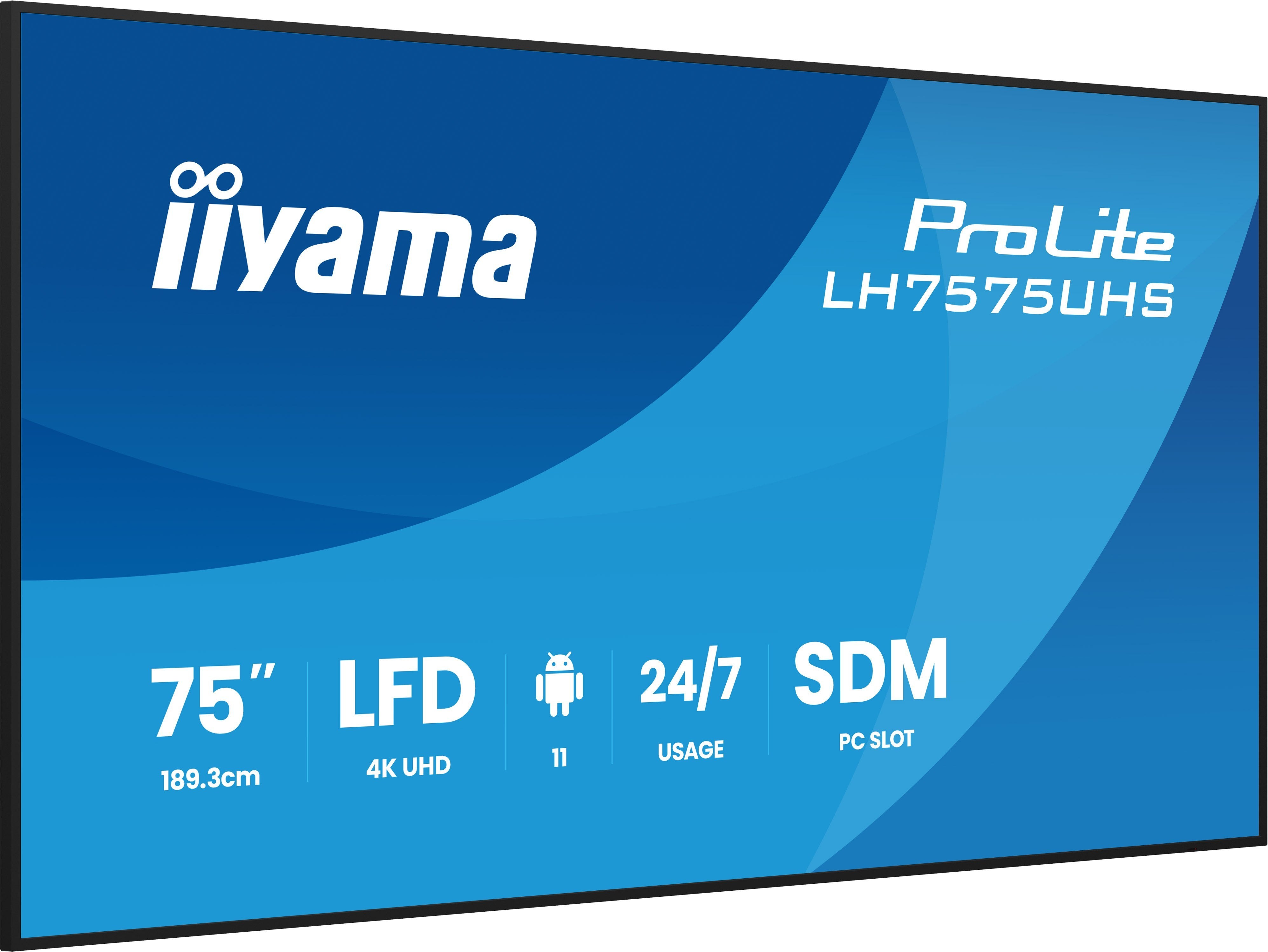 75" 3840x2160, Uhd Ips Panel,  Haze 25%, 500cd/Mý, Landscape
