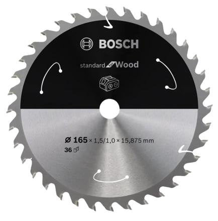 Hoja De Sierra Circular Bosch Professional Standard Para Madera, Ø 165 Mm, Orificio 36z De 20 Mm, Para Sierras Circulares Portátiles Con Batería 2608837686