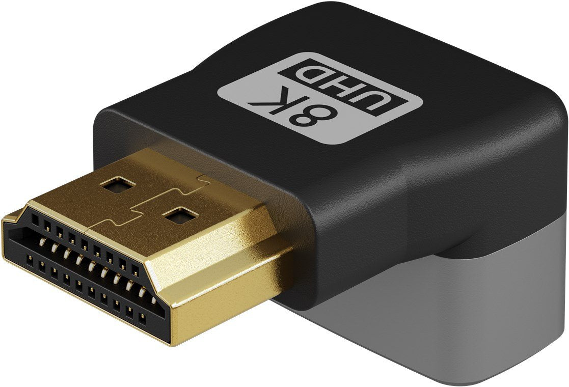 Goobay 72009 Hdmi Angled Adapter 90° Vertical, 8k @ 60 Hz, Gold-Plated, Black, Silver