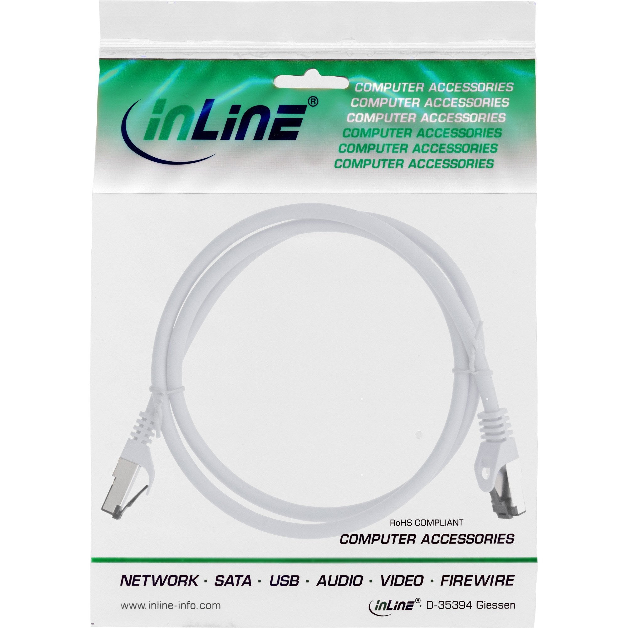 Cable De Red Inline S/Ftp Pimf Cat.8.1 Libre De Halógenos 2000mhz Blanco 3m