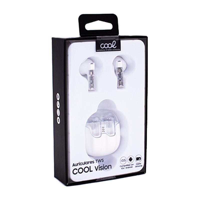 Cool Auriculares Stereo Bluetooth Dual Pod Earbuds Vision Blanco