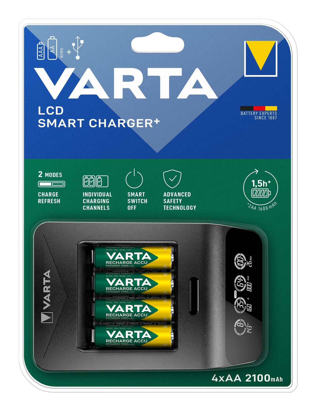 EAN 4008496988242 - Varta LCD SMART CHARGER+ cargador de batería Pilas de uso doméstico Corriente alterna imagen 2