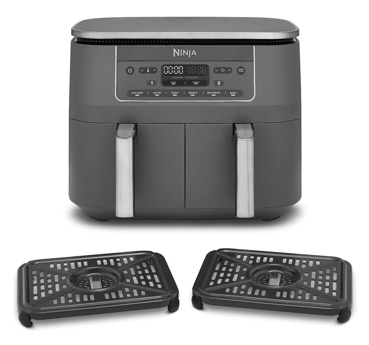 EAN 0622356322690 - Ninja DZ300EU freidora Doble 7,6 L Independiente 2400 W Freidora de aire caliente Gris imagen 3