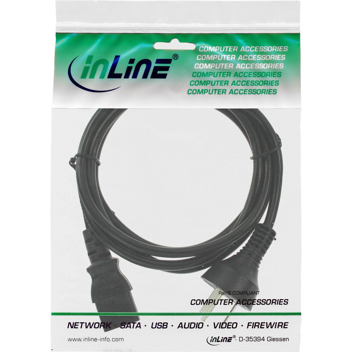 Cable De Alimentación Inline, Enchufe De China A Iec, Negro, 3,0 M