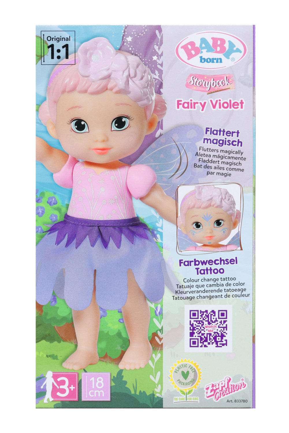 Muñeca Zapf Creation Baby Born® Storybook Fairy Violet 18cm, 833780