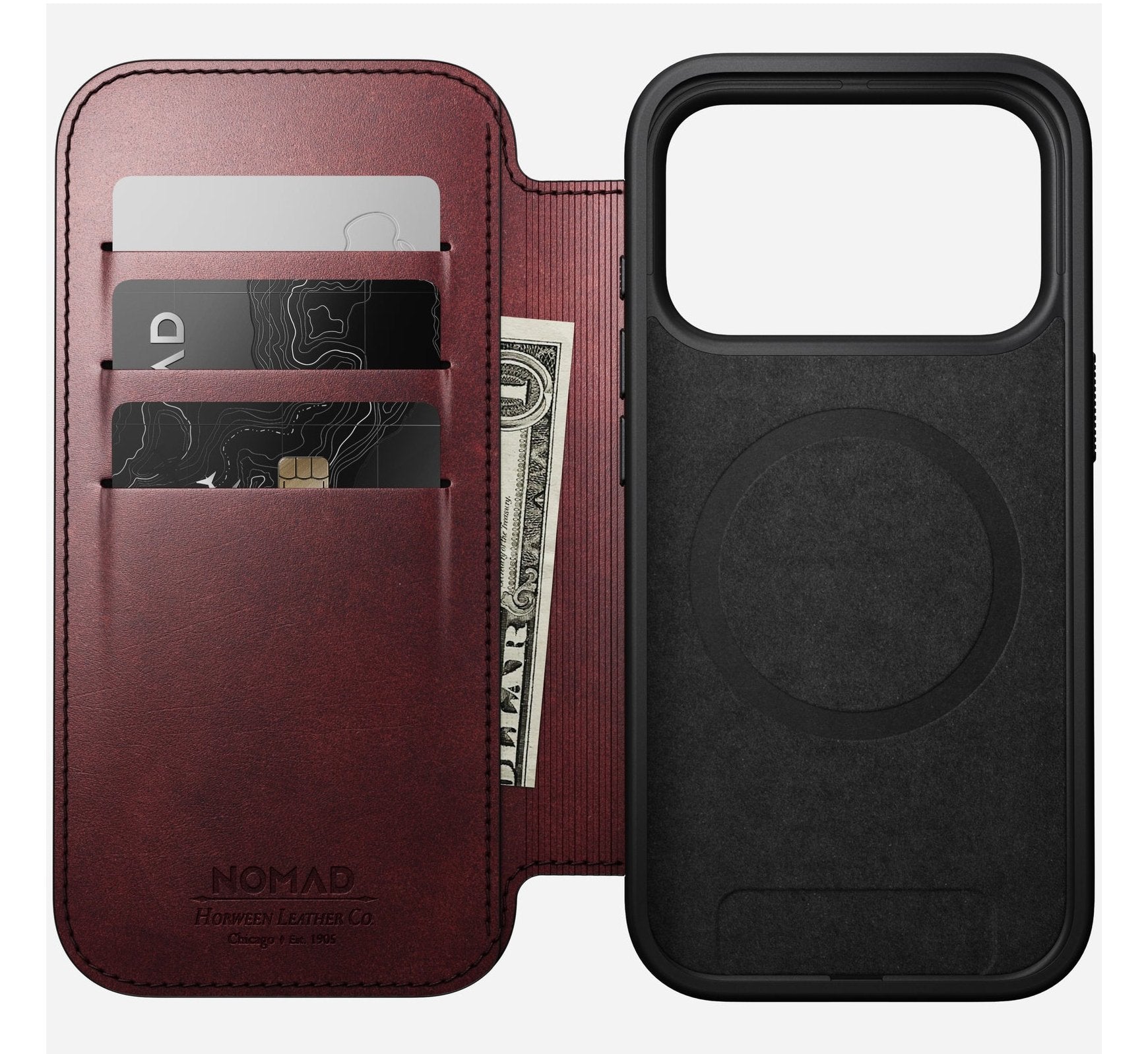 Nomad Modern Leather Folio Iphone 17 Pro Burgundy Horween