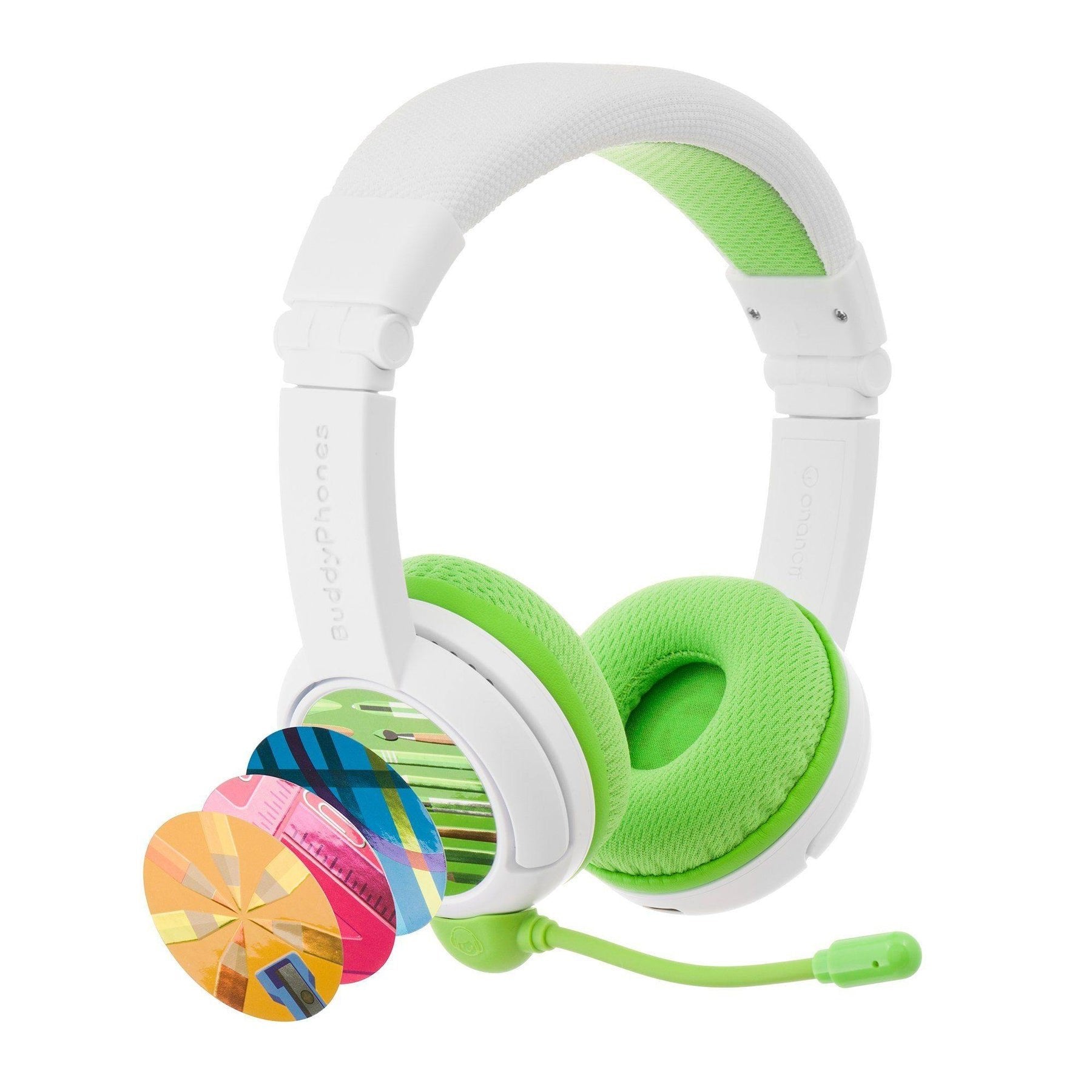 Buddyphones School+ Auriculares Inalámbrico Y Alámbrico Diadema Llamadas/Música Usb Tipo C Bluetooth Verde, Blanco