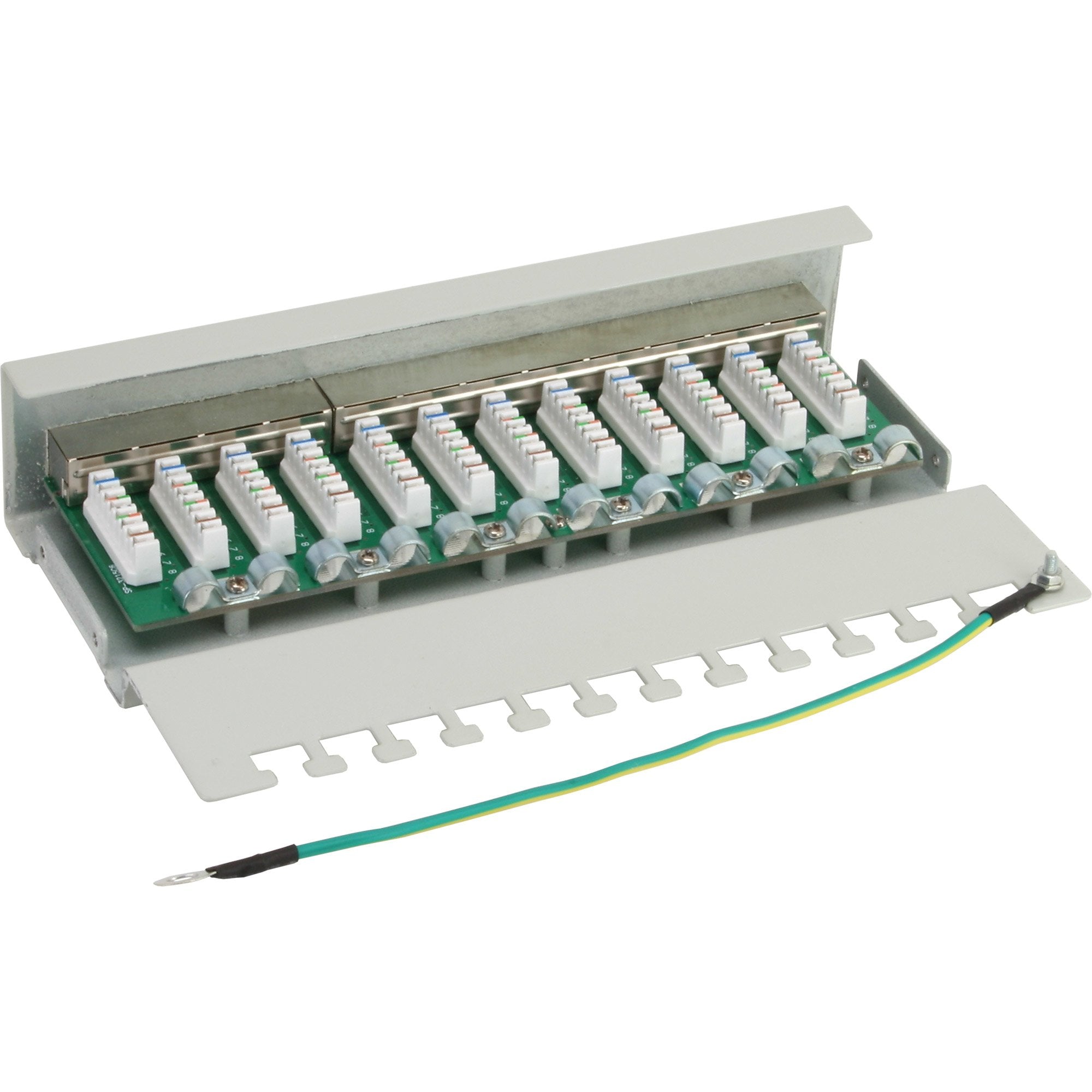 Patch Panel Inline Cat.6 12 Puertos Montaje En Escritorio/Pared Gris Claro Ral7035