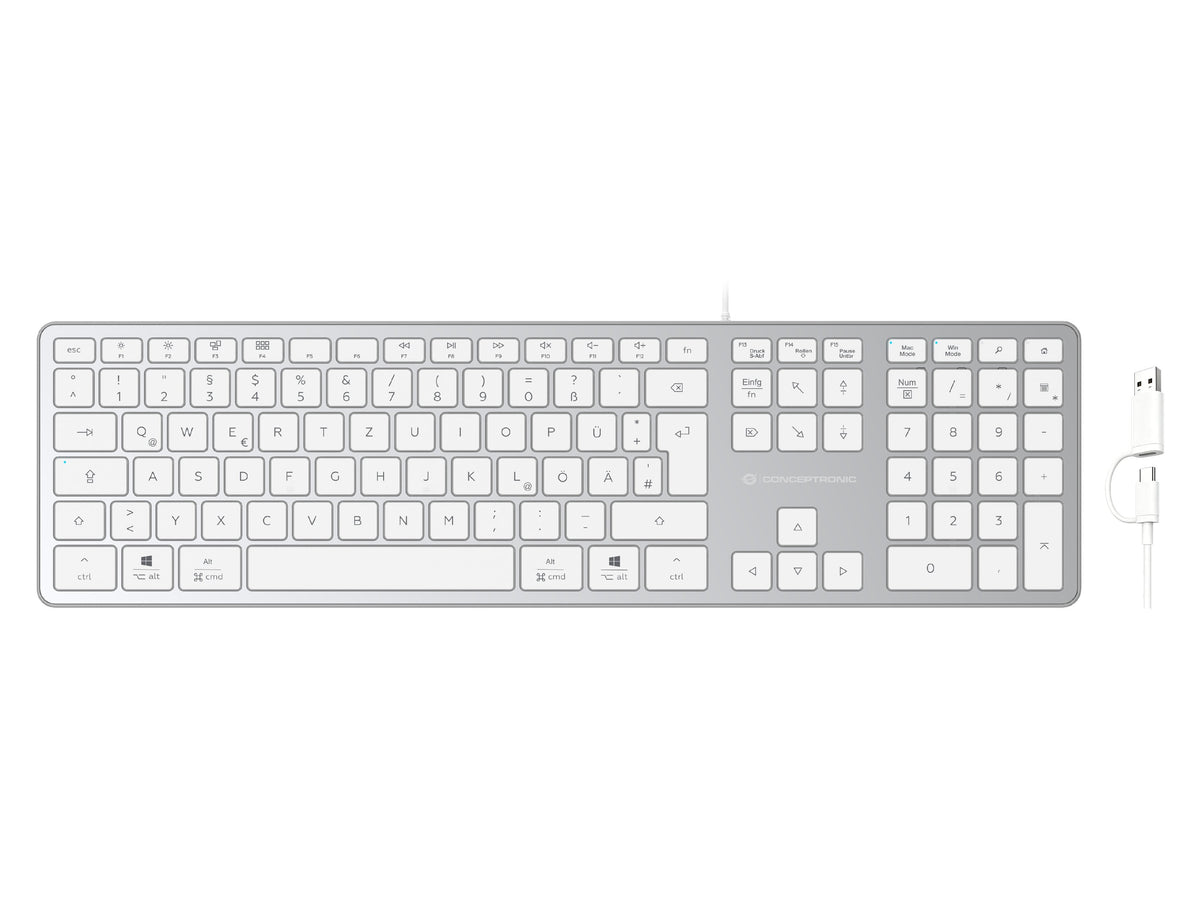 Conceptronic Usb Teclado Slim Usb-A/Usb-C Layout De Ws