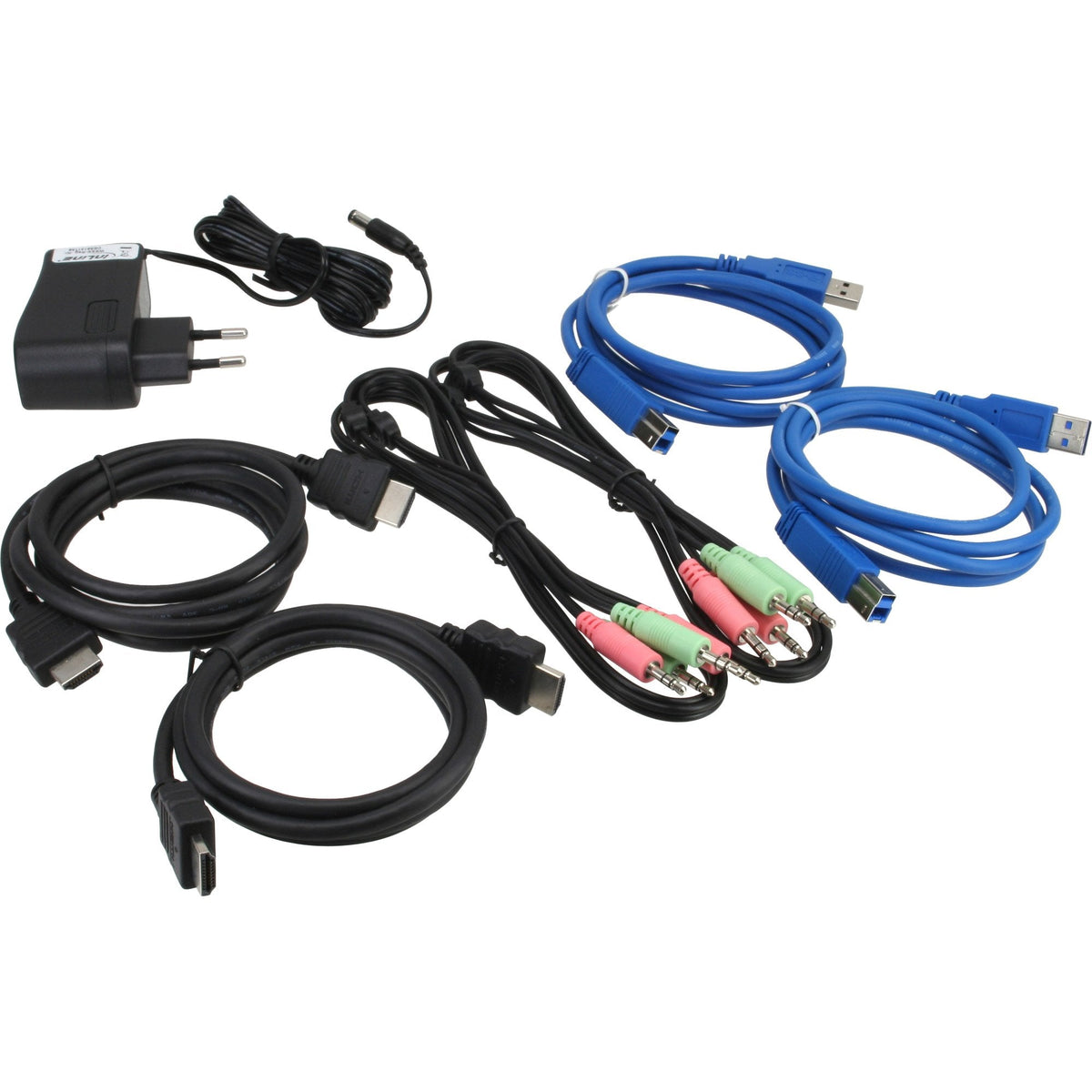 Switch Kvm Inline 2 Puertos Hdmi Usb 3.0 Hub Con Audio