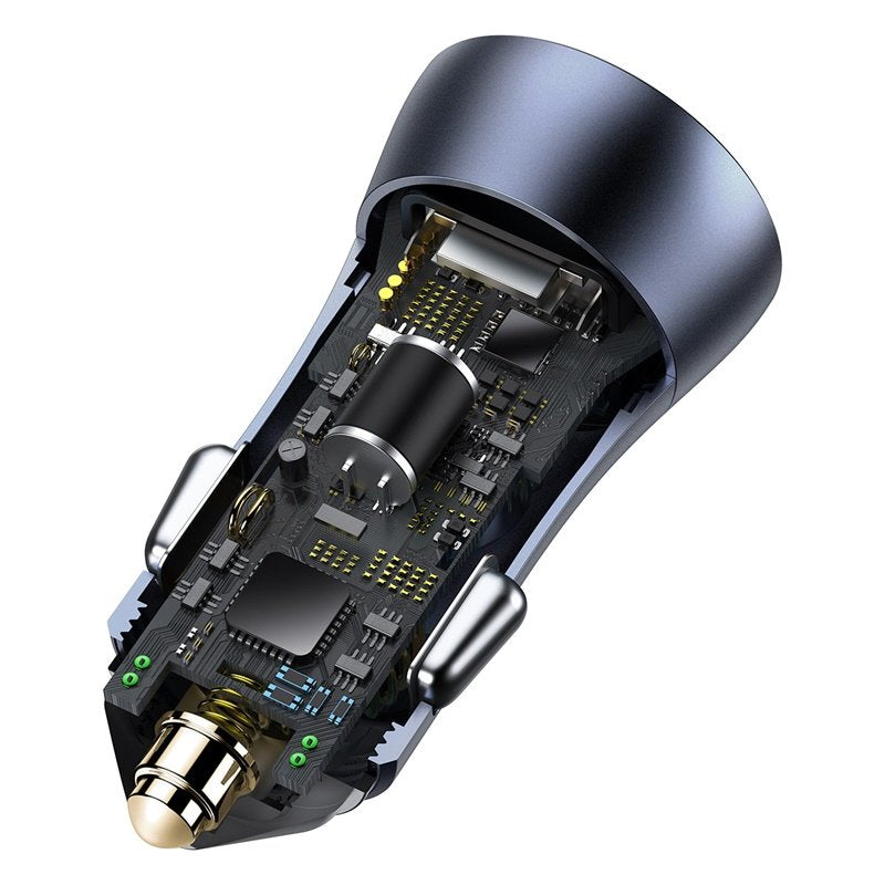 Baseus Car Charger Golden Contactor Pro Dual Quick Charger U+C Power Delivery 3.0 Quick Charge 4, Scp Fcp Afc 40w Dark Gray (Ccjd-0g)