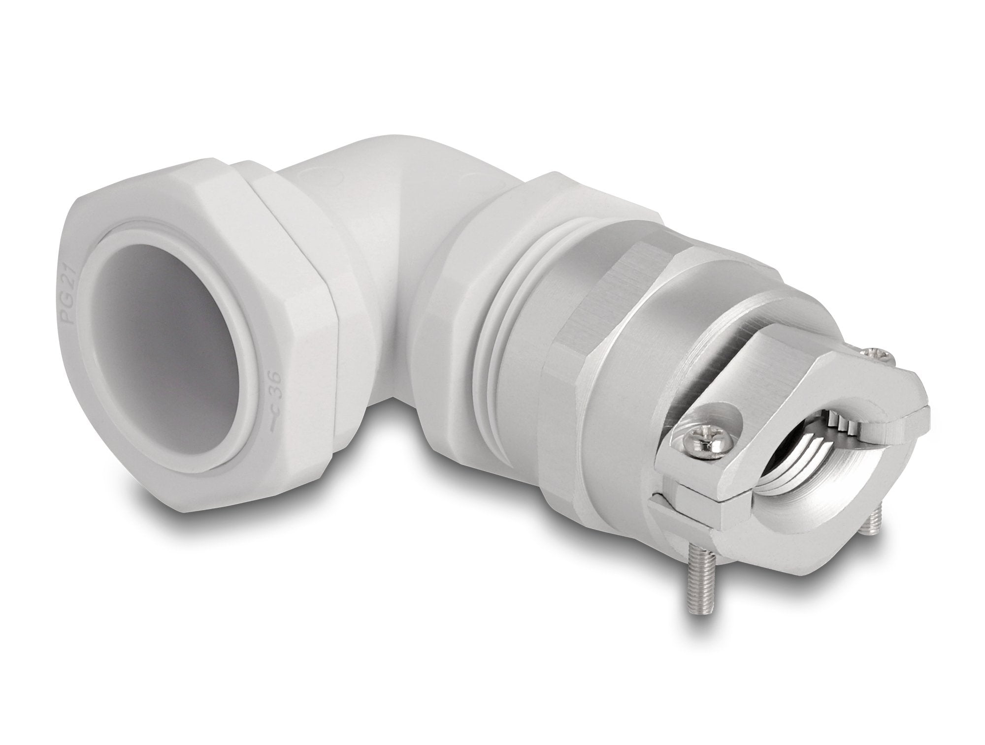 Delock 60613 Prensaestopas Con Alivio De Tensión Y Protección Contra La Flexión Ángulo De 90 ° Pg21 Gris