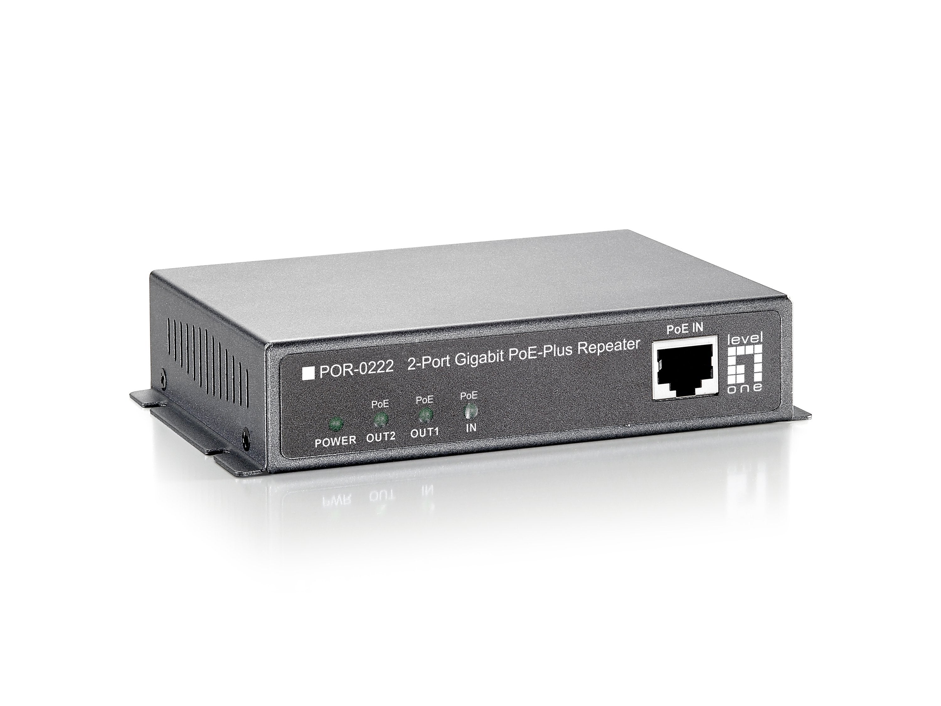 Levelone Repetidor Poe Gigabit, 2 Puertos, Cascade, 802.3at Poe+, Repetidor De Red, 100 M, 1000 Mbit/S, 10/100/1000base-T(X), Ieee 802.3,Ieee 802.3ab,Ieee 802.3af,Ieee 802.3at,Ieee 802.3u,Ieee 802.3x, Negro