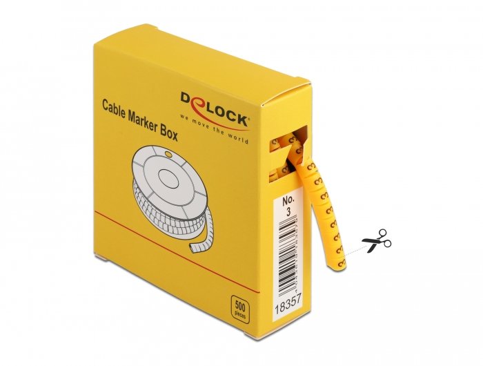 Delock Cablemarker Box, Nr: 3, Gelb, 500 Stück