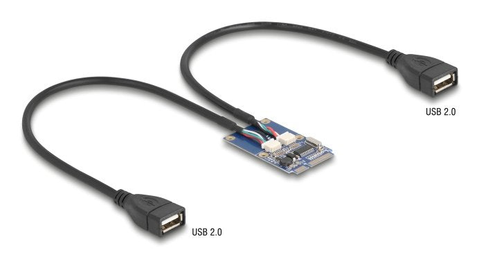 Delock Mini Pcie Adaptador Full Size A 2 X Usb 2.0 Typ-A Hembra 30 Cm