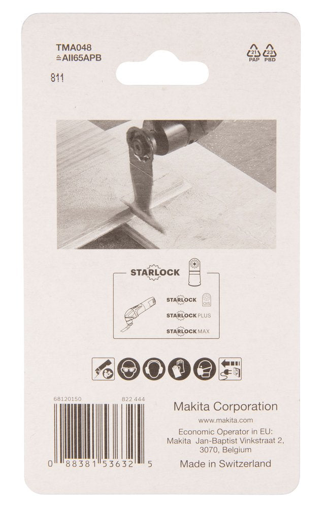 Makita B-64820 Starlock Wide Plunge Cut Saw Blade, 65 Mm Diameter X 20 Tpi, Black