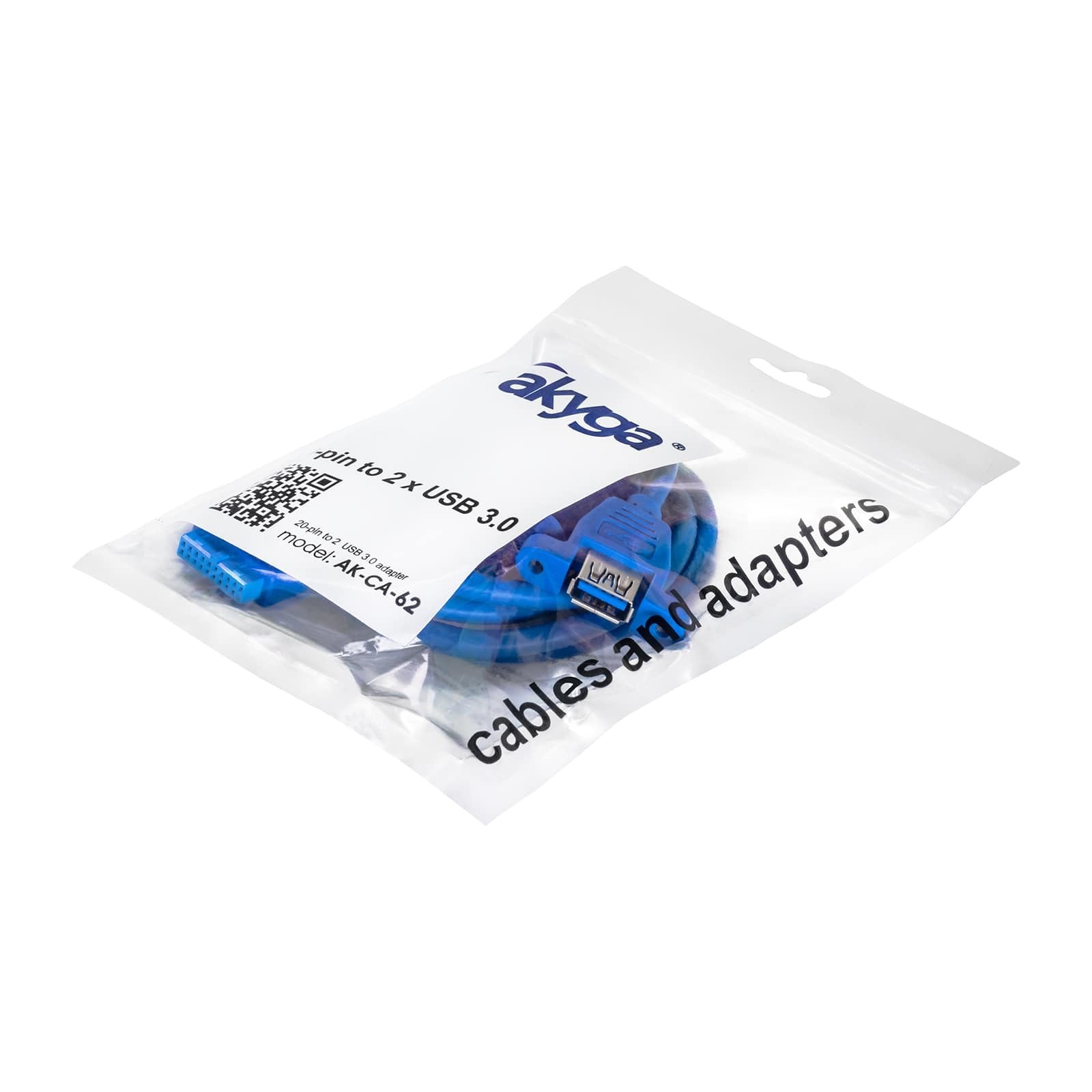Cable Akyga Ak-Ca-62  Usb 3.2 Gen 1 (3.1 Gen 1) Usb 3.0 19-Pin 2 X Usb 3.0 Azul