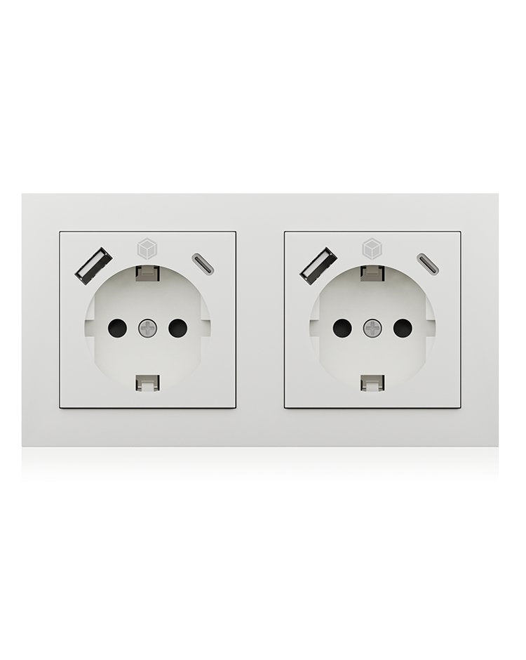 Juego De Enchufes Empotrables Icy Box Ib-Mps4200w-Pd, Con Función De Carga Usb Pd, Blanco, 2 Piezas