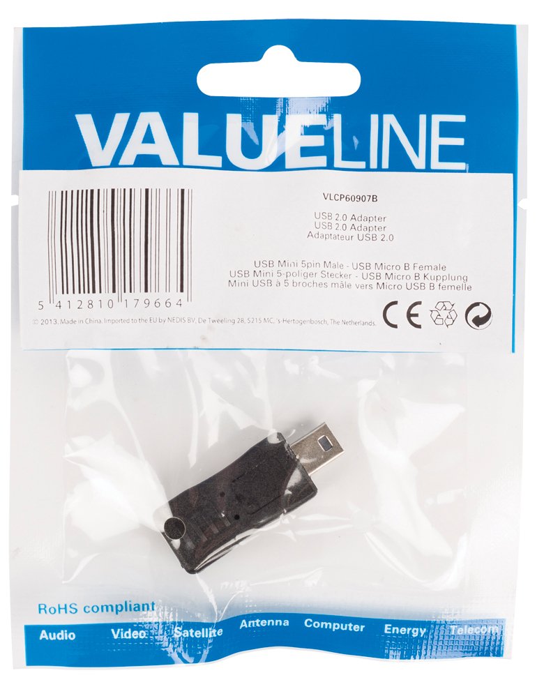 Adaptador Usb 2.0 De Micro Usb B Hembra A Mini Usb De 5 Pines Macho