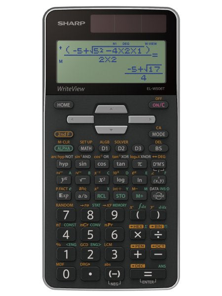 Sharp El-W506t, Bolsa, Display-Rechner, 16 Ziffern, Batería/Solar, Negro, Gris