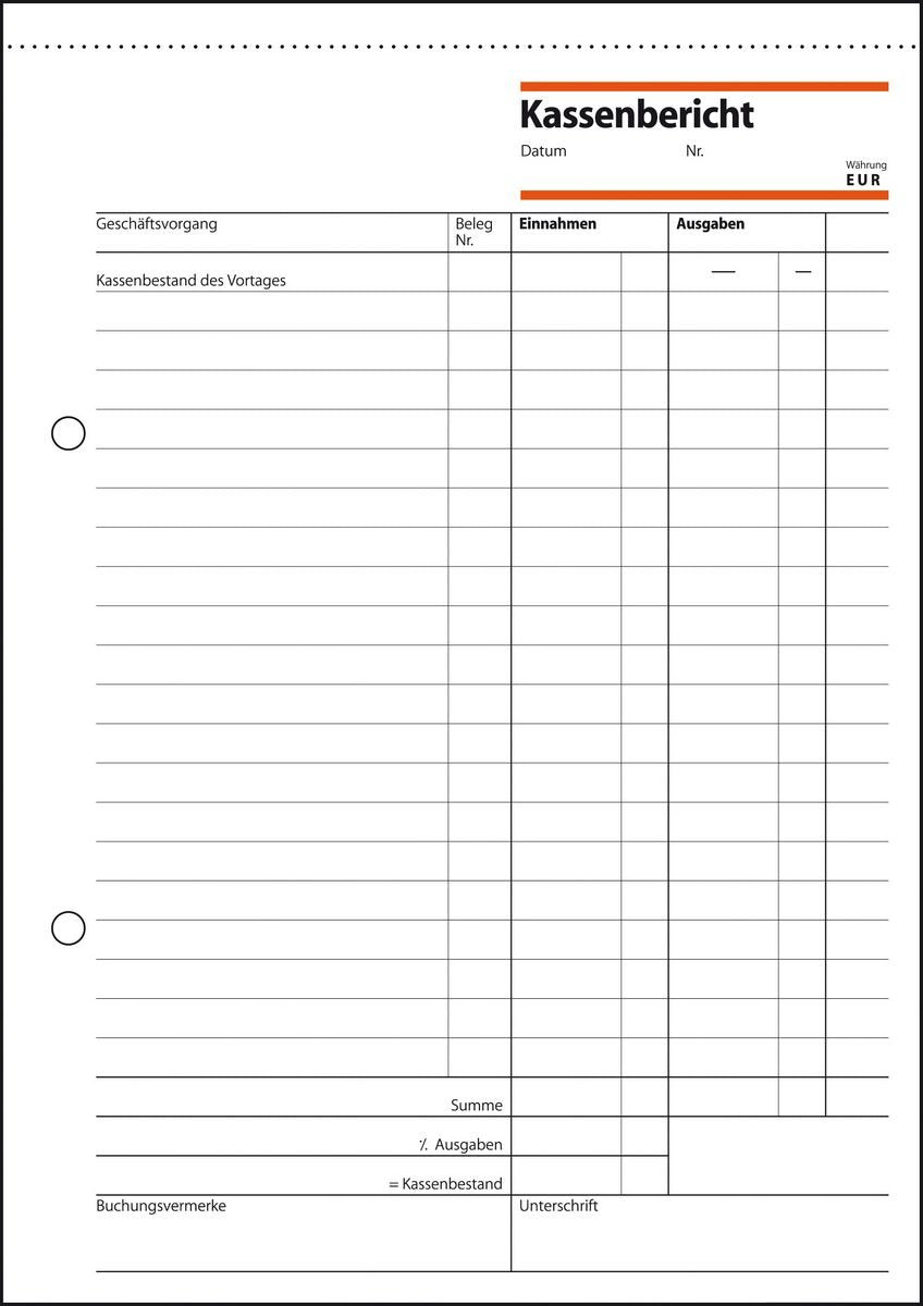 Sigel Kassenbericht/Bestandsrechnung - 50 Hoja - A5 (148 X 210 Mm)