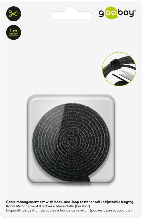 Rollo De Cierre De Velcro Enrollada Negra  1m X 20mm Blister