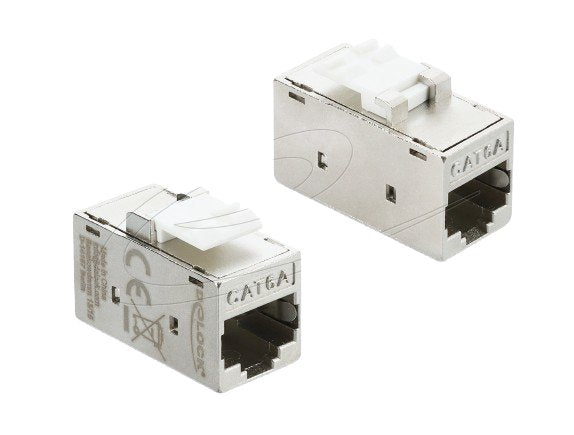 Keystone Modul Kupplung Rj45 Buchse Zu Rj45 Buchse Cat.6a Metall Silber   Weiss