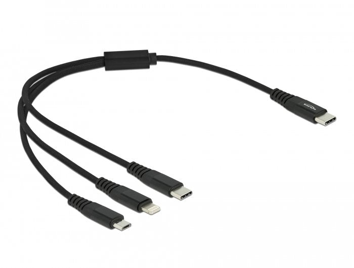 Delock Cable De Carga Usb 3 En 1 Usb Type-C A Lightning / Micro Usb / Usb Type-C 30 Cm
