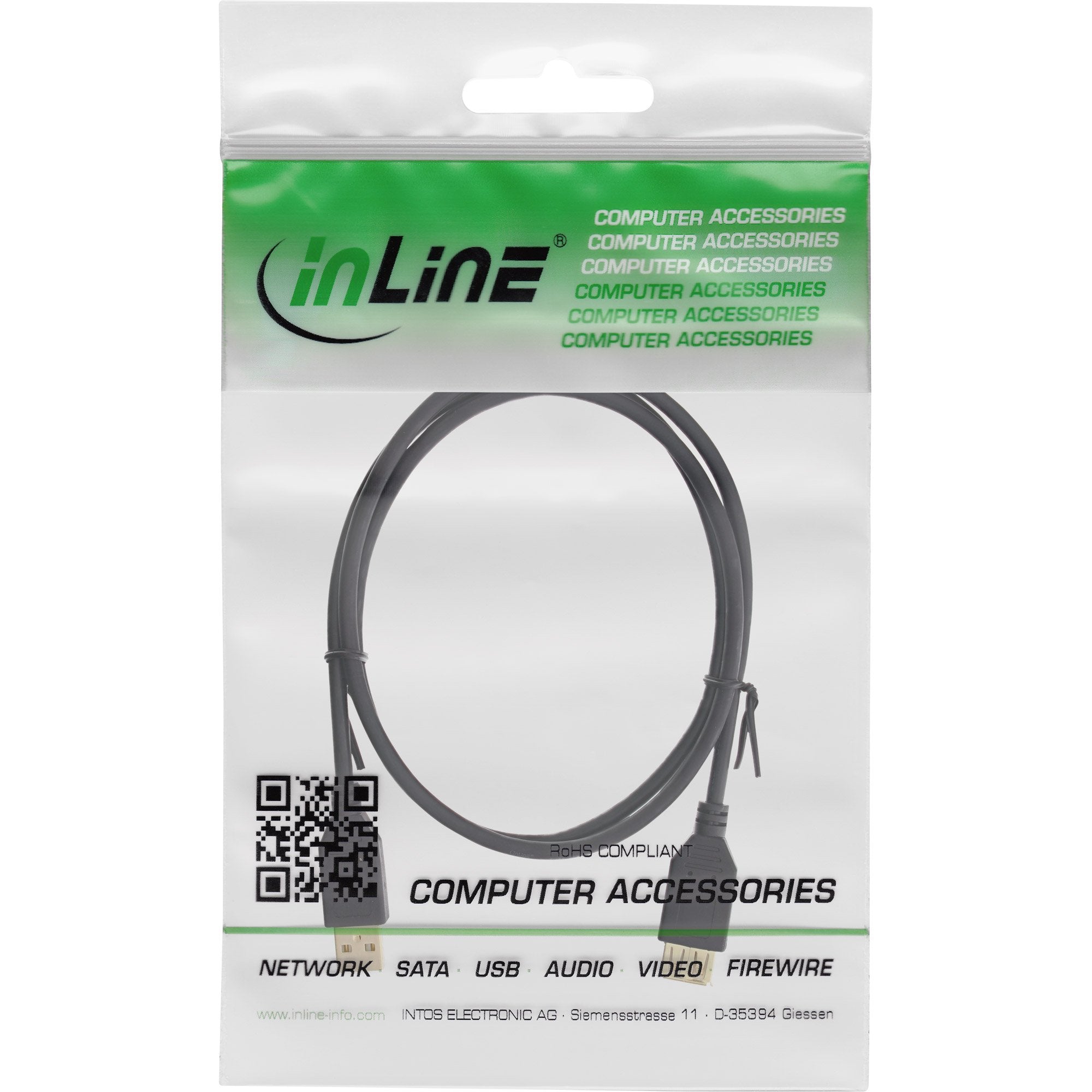 Cable De Extensión Inline Usb 2.0 Tipo A Macho A A Hembra Negro 1,5 M
