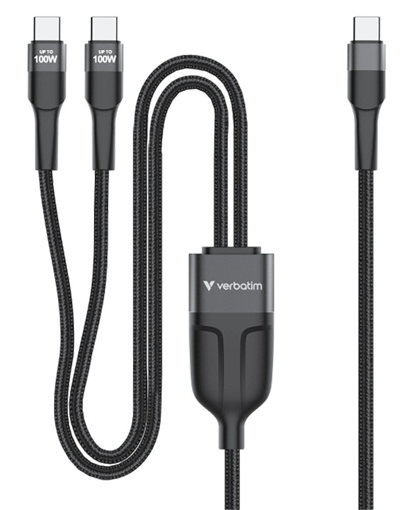 Verbatim Usb-Kabel Dual, Usb 2.0, Usb-C/2x Usb-C, Nylon,