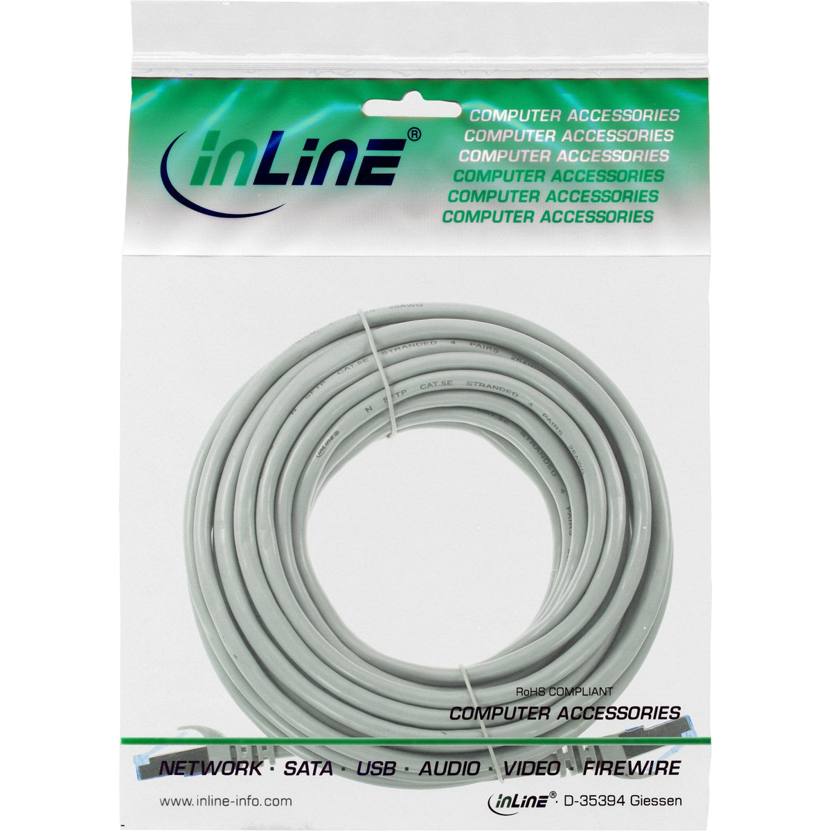 Cable De Red Inline, Cat.6a, S/Ftp, Tpe Flexible, Gris, 50m