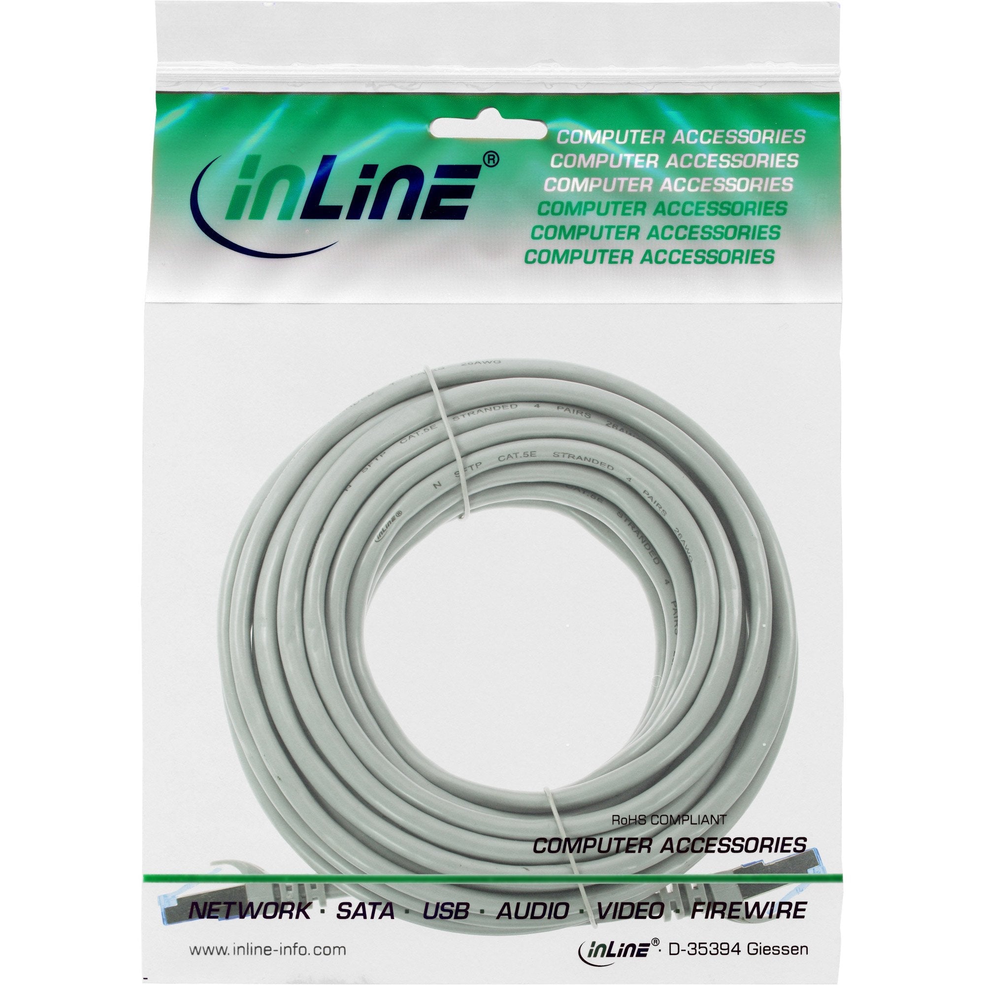 Cable De Red Inline, Cat.6a, S/Ftp, Tpe Flexible, Gris, 7,5 M