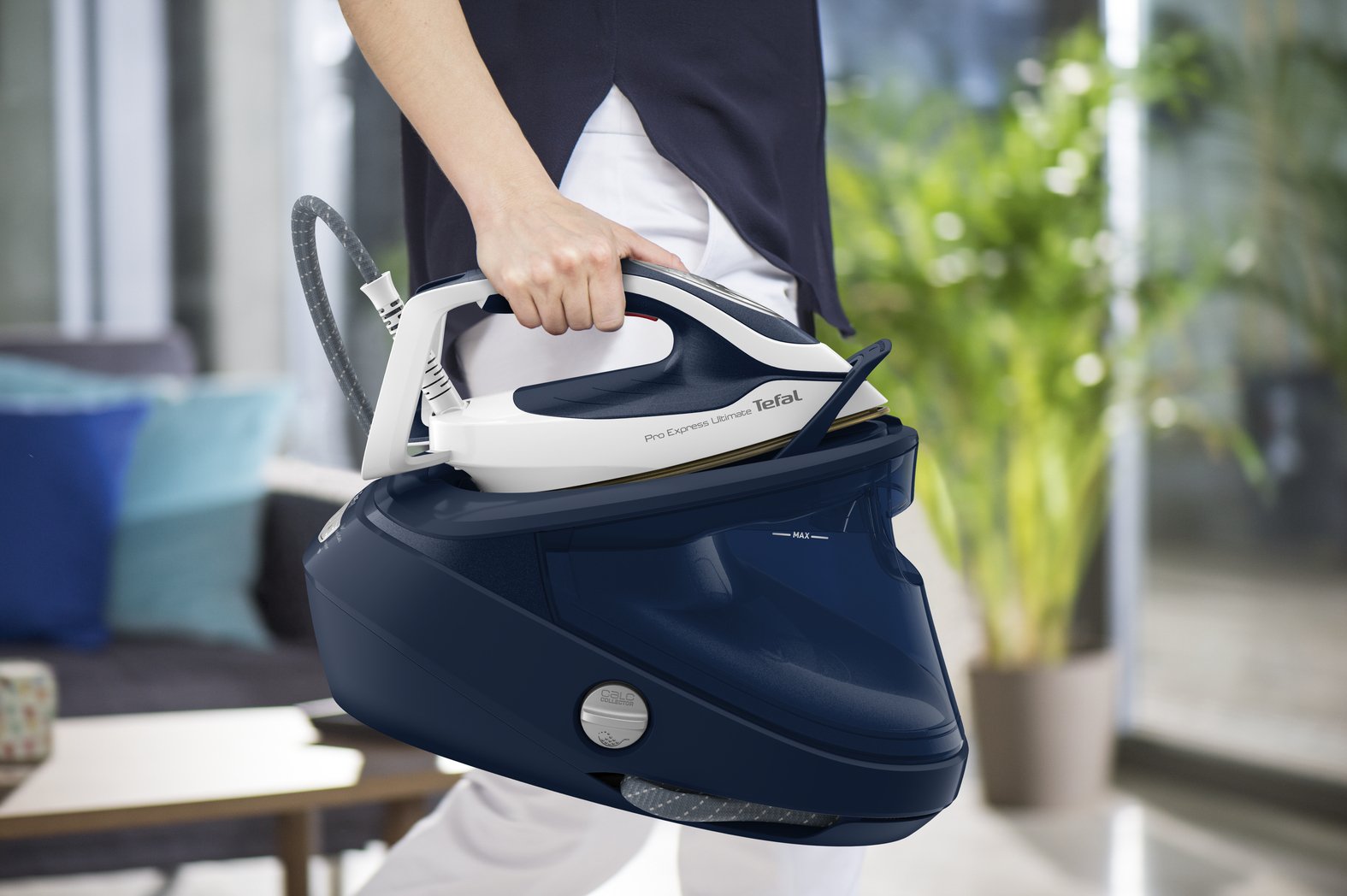 Tefal Pro Express Ultimate Ii Gv9720e0 Estación Plancha Al Vapor 1,2 L Durilium Airglide Autoclean Ultra Thin Soleplate Azul, Blanco
