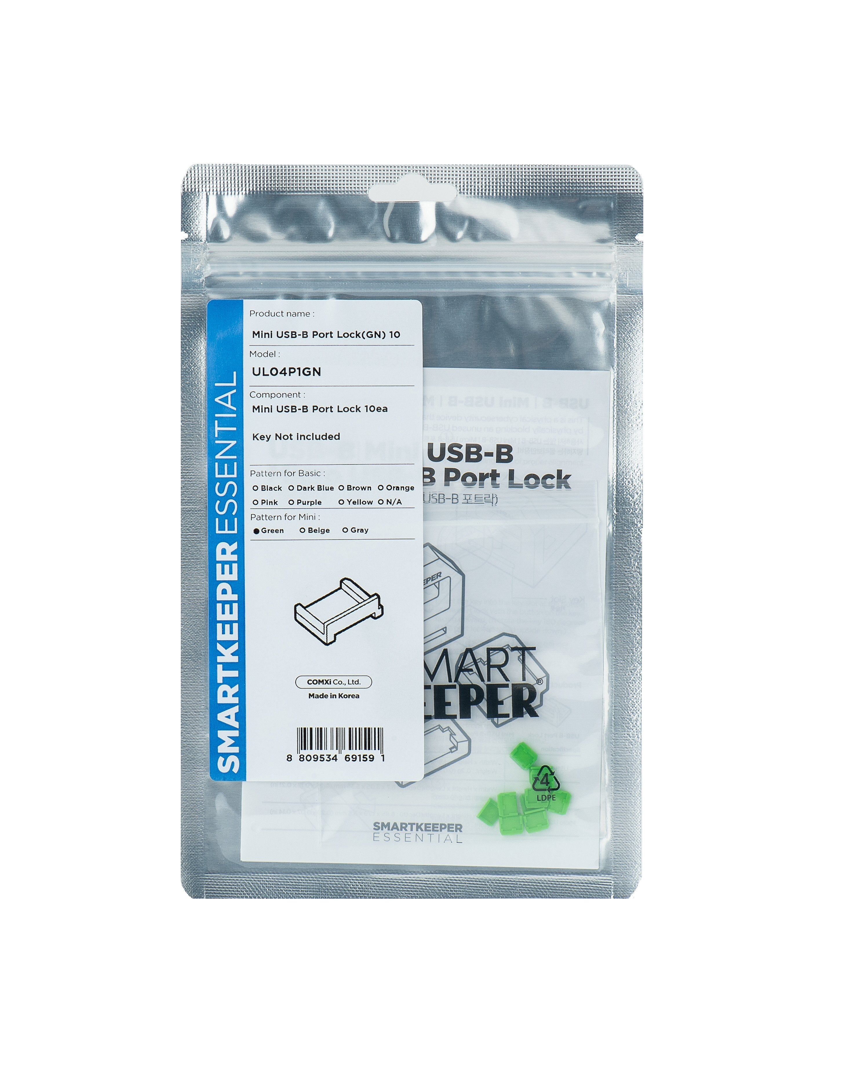Bloqueador Smartkeeper Mini "Puerto Micro-Usb-B" Verde 10 Piezas.