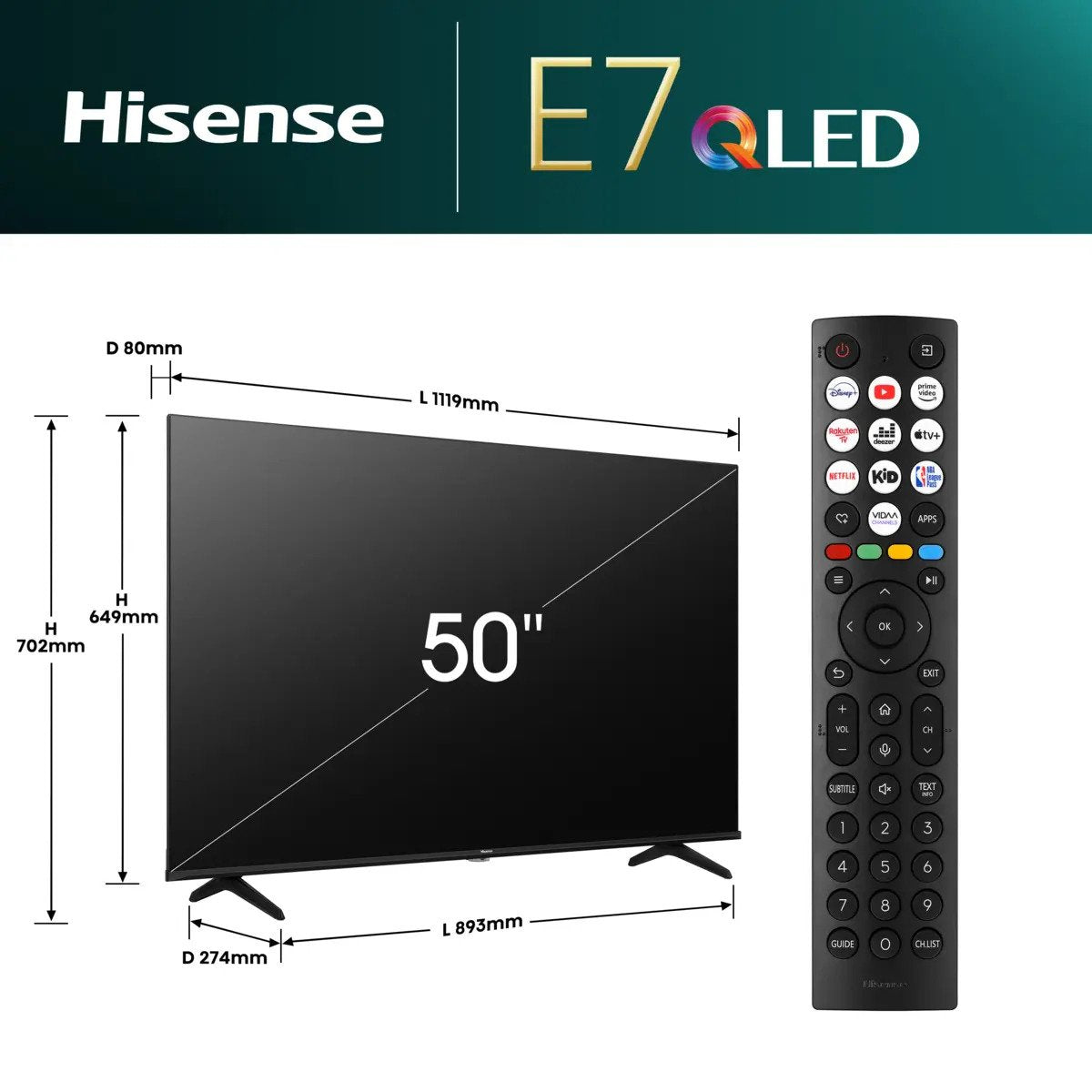 EAN 6942351402406 - Hisense 50E7NQ 127 cm (50") 4K Ultra HD Smart TV Wifi Negro 350 cd / m² imagen 2