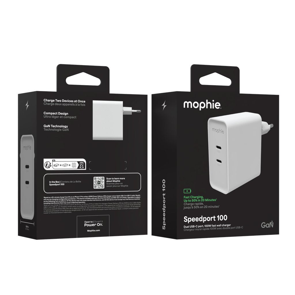 Zagg Mophie Fuente De Alimentación Gan 100w 2x Usbc 2026 Wei