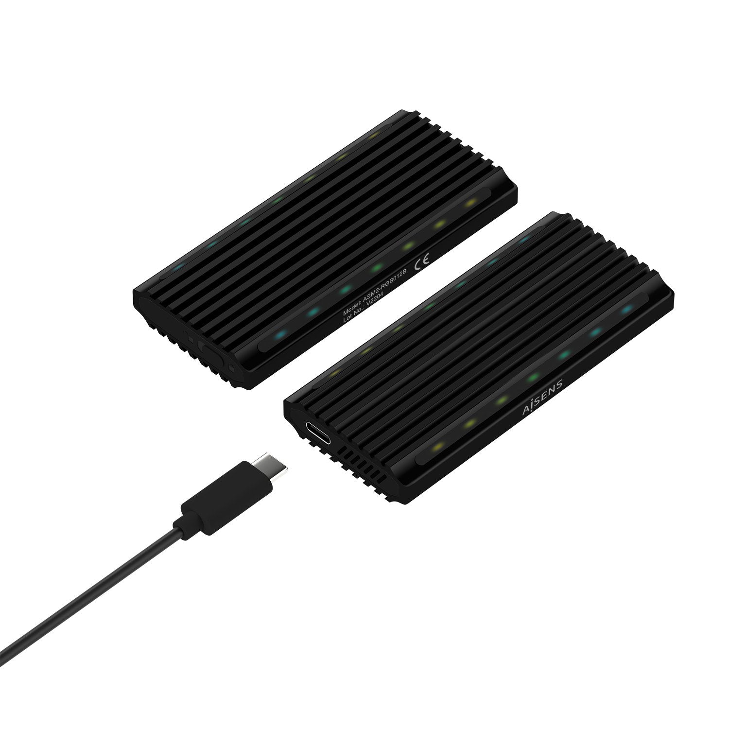 Aisens Caja Externa Para Disco Ssd M.2 Sata Nvme Usb 3.2  Sin Tornillos Asm2-Rgb012b
