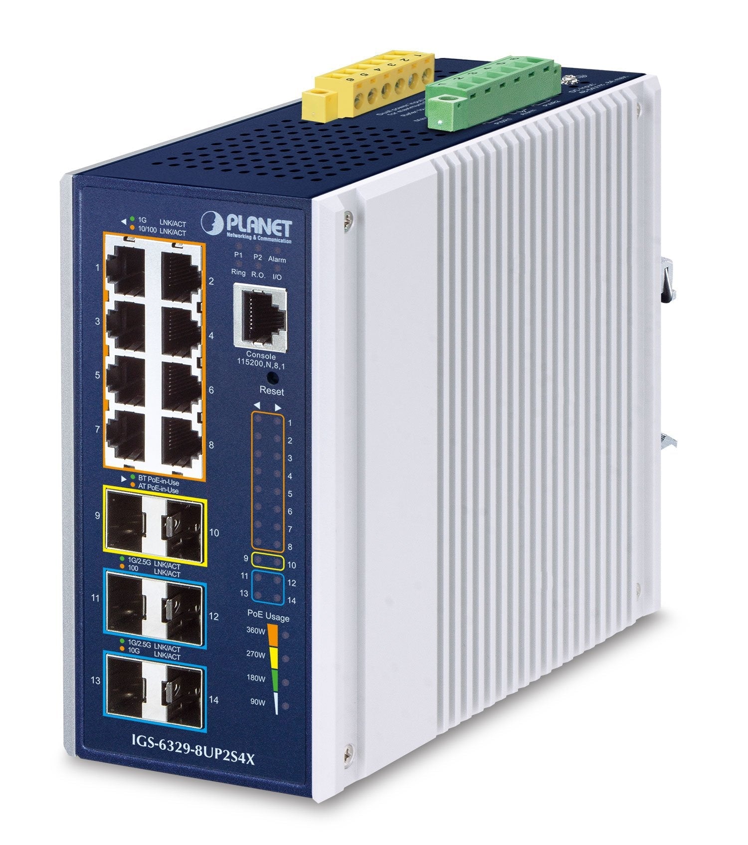 Planet Industrial L3 8-Port Gestionado Gigabit Ethernet [10/100/1000] Energía Sobre Ethernet [Poe] Aluminio, Azul