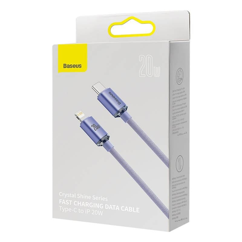Baseus Type-C - Lightning Cable, Crystal Shine Series Fast Charging Data Cable 20w 1.2m Purple (Cajy000205)