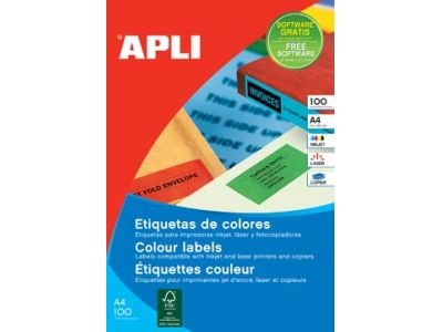 Apli Etiquetas De Adhesivo Permanente 105,0 X 148,0 Mm Cantos Romos Amarillo Fluorescente -20 Hojas-