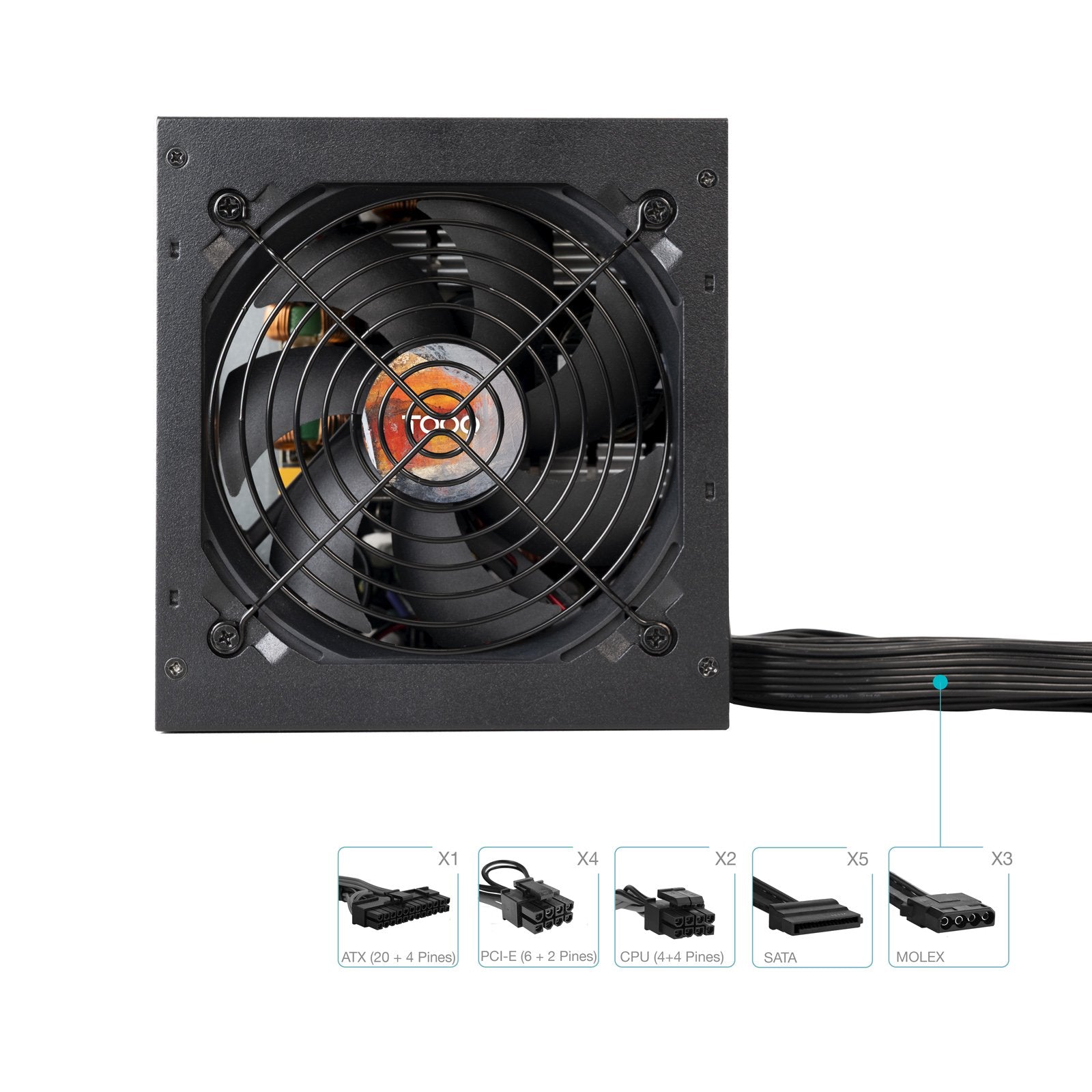 EAN 8433281016347 - TooQ TQHELIOS-850SP unidad de fuente de alimentación 24-pin ATX Negro imagen 3