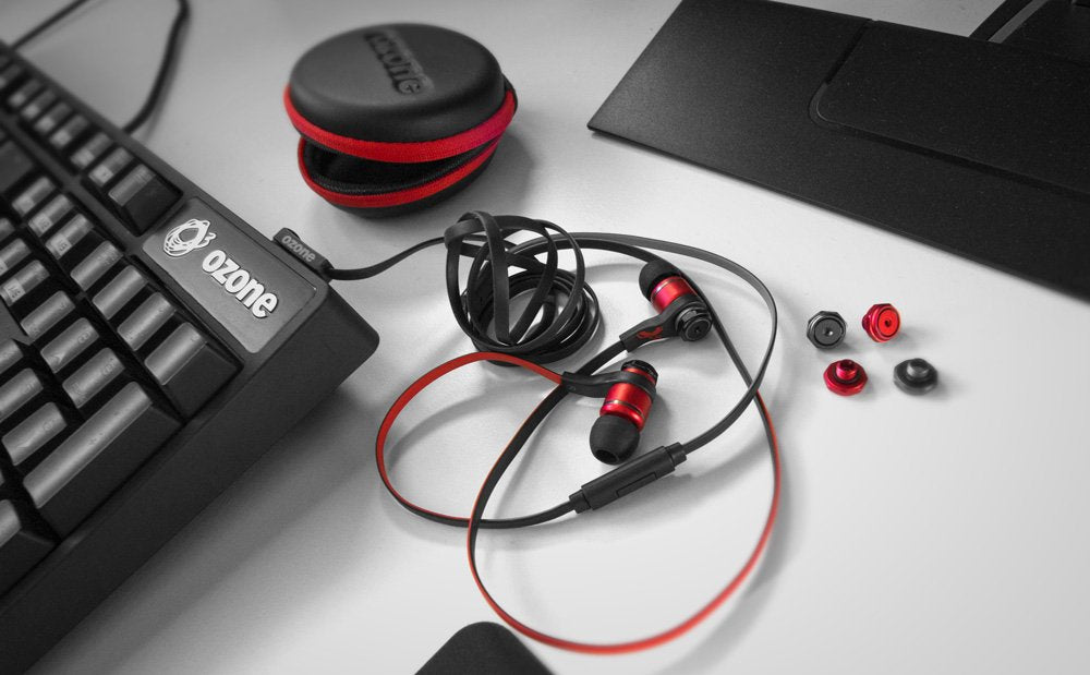 Auricular Gaming Ozone Trifx Rojo Negro Microfono Alambrico