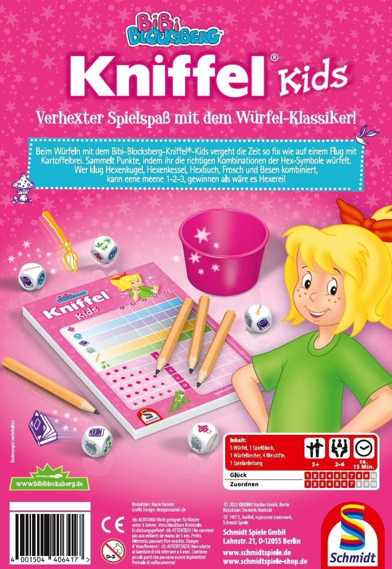 Schmidt Games Bibi Blocksberg, Kniffel ® Kids, Dice Game 40641