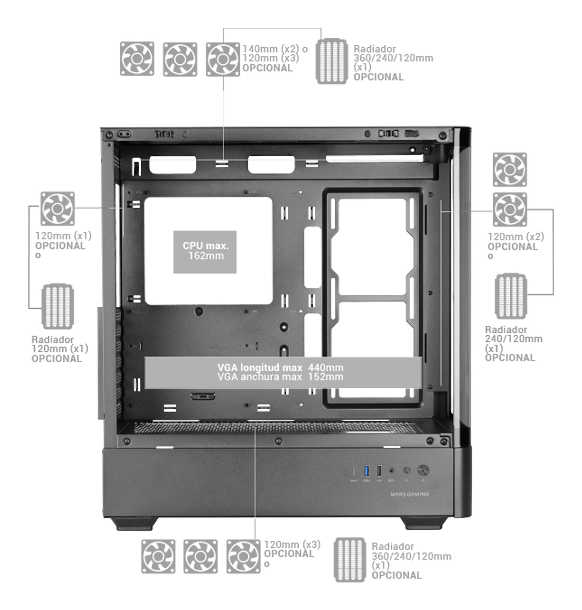 EAN 8435693112709 - Mars Gaming MCLCDPRO carcasa de ordenador Midi Tower Negro imagen 9