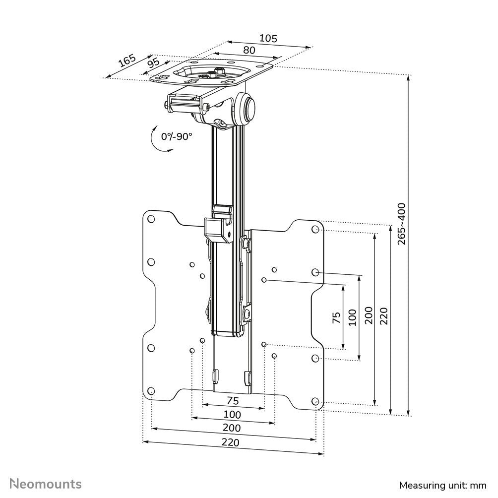 Soporte Para Techo Newstar Fpma-C020black (10 "- 40"; Para 1 Pantalla; Giratorio, Techo, Inclinación)