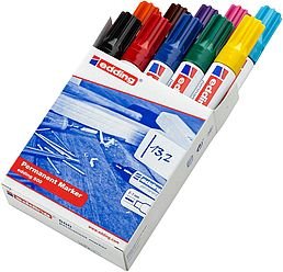 Edding 500 Pack De 10 Rotuladores Permanentes - Punta Biselada - Trazo Entre 2 Y 7mm - Recargable - Secado Instantaneo