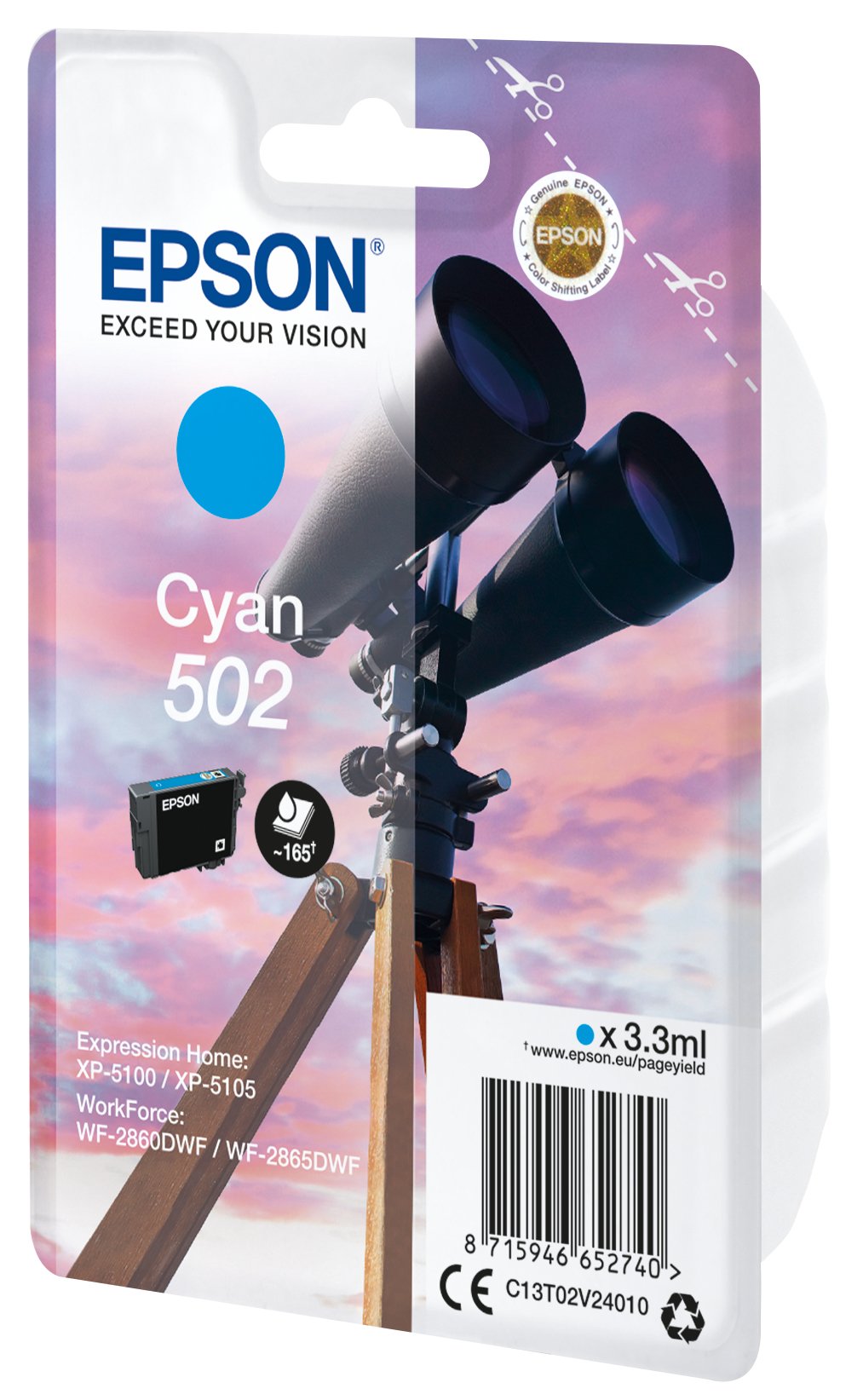 EAN 8715946652740 - Epson 502 cartucho de tinta 1 pieza(s) Original Rendimiento estándar Cian imagen 1