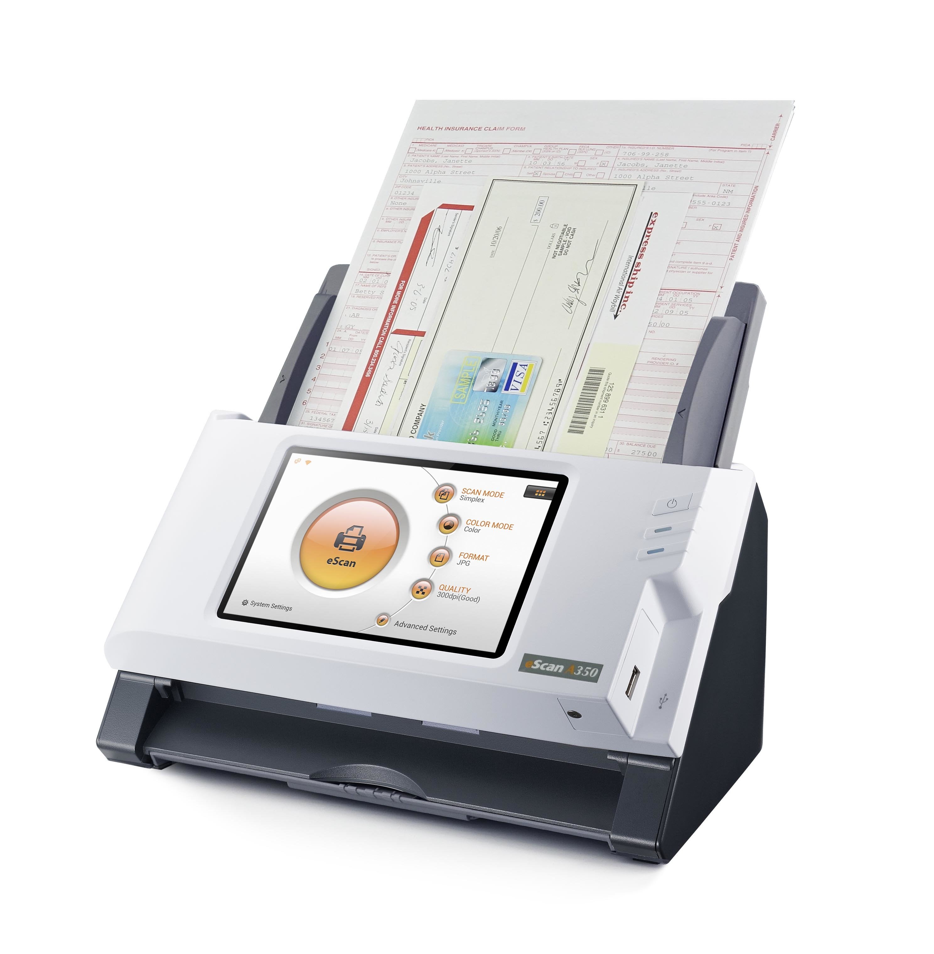 Plustek Escan A280 Essential 600 X 600 Dpi Escáner Con Alimentador Automático De Documentos (Adf) Negro, Blanco A4